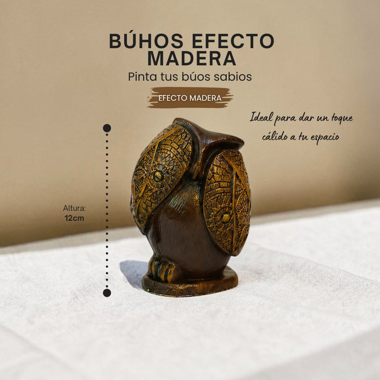 🦉 CREA — pinta tus búhos sabios efecto madera