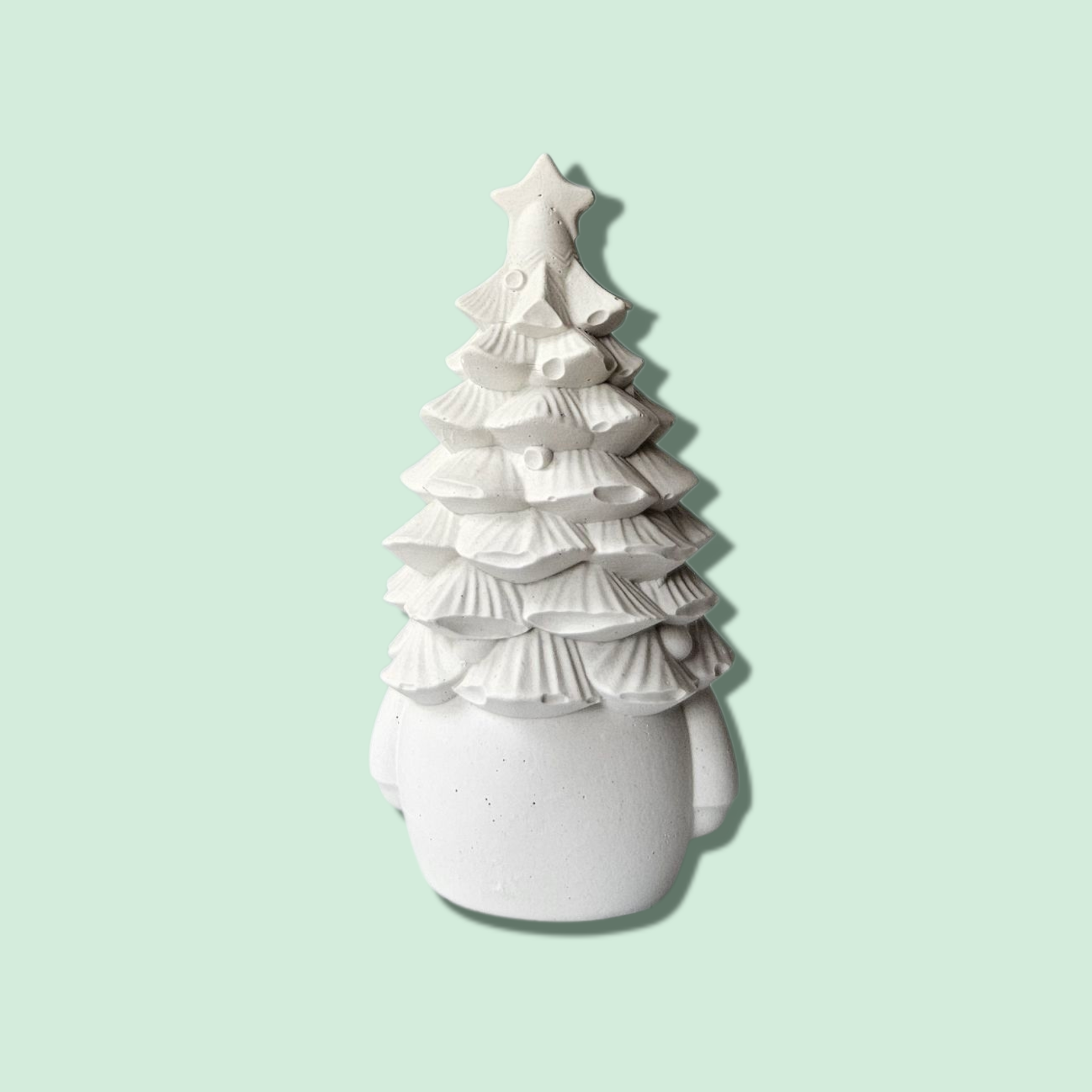 Figura de Yeso sin Pintar – Mini Gnomo Árbol Navideño
