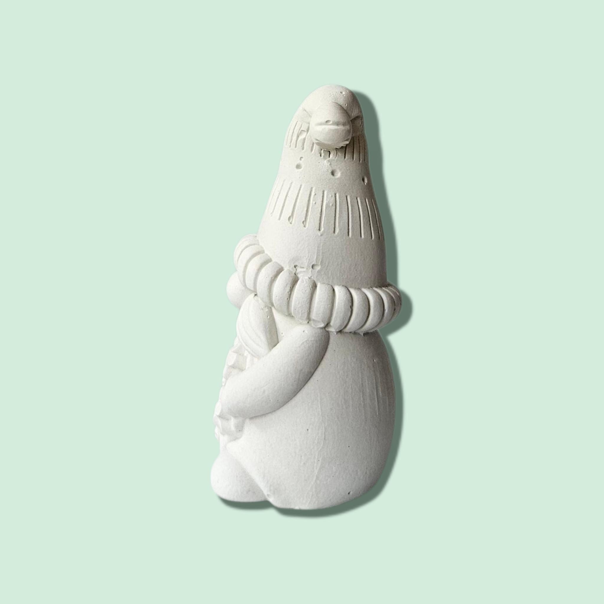 Figura de Yeso sin Pintar – Gnomo con Copo de Nieve