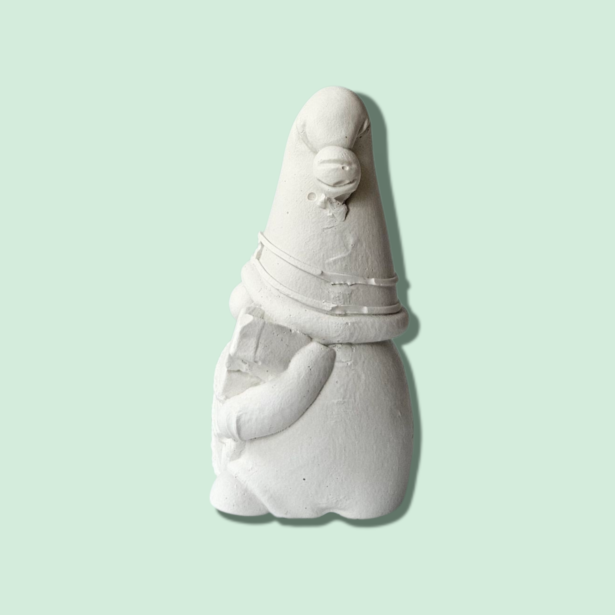 Figura de Yeso sin Pintar – Gnomo con Árbol de Navidad 🎄