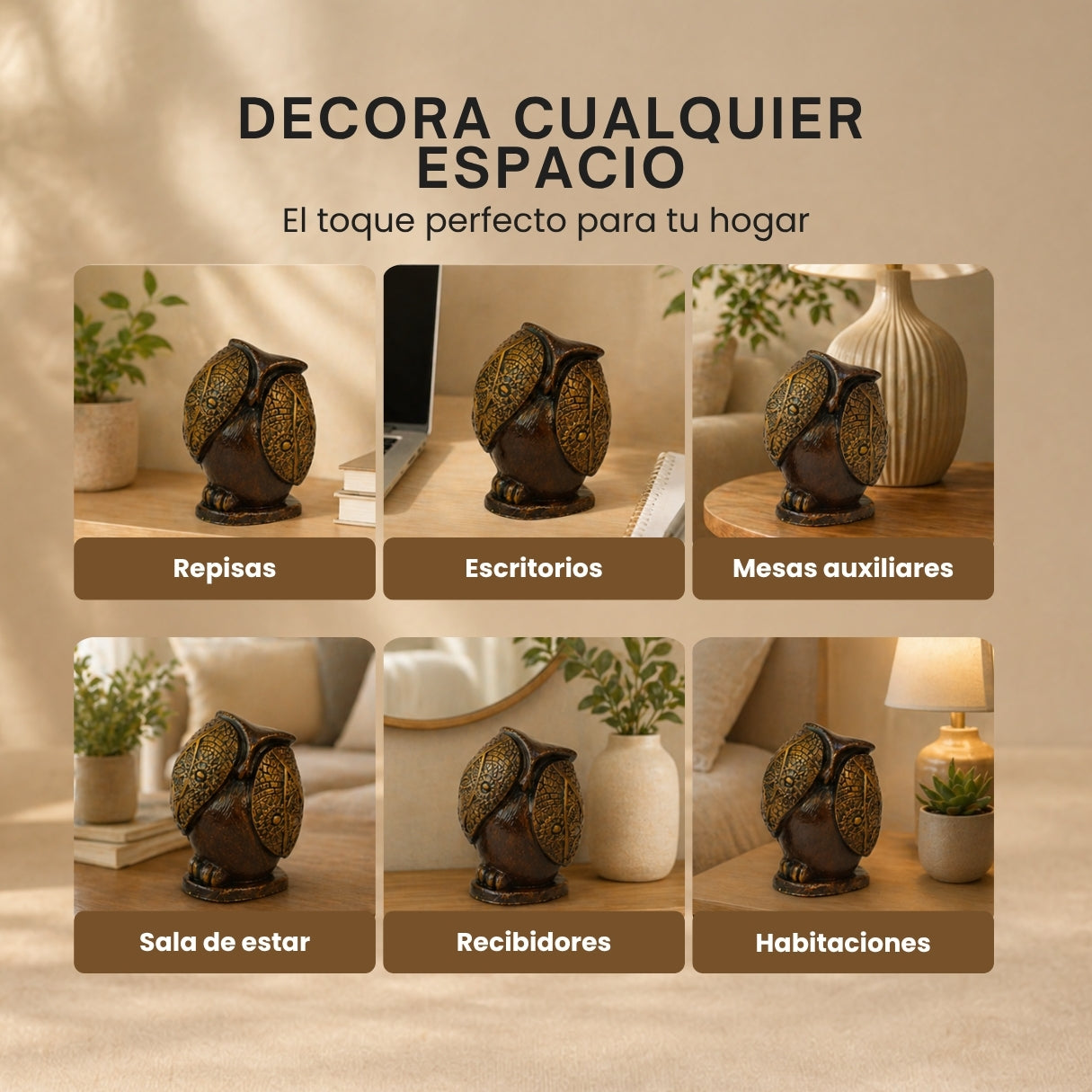 🦉 CREA — pinta tus búhos sabios efecto madera