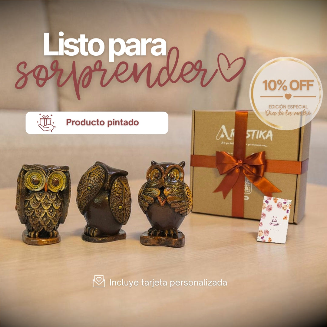Kit DIY – Figuras Artesanales de Búhos | Crea, pinta y decora a tu estilo