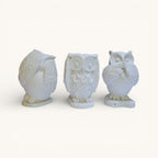 Búhos en Yeso para Pintar – Set Artesanal x3