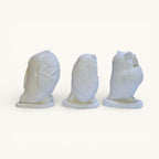 Búhos en Yeso para Pintar – Set Artesanal x3