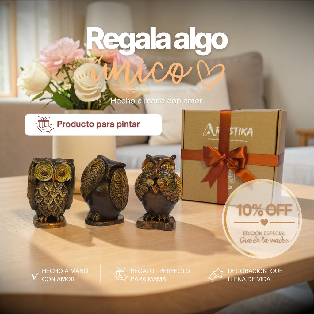 🦉 CREA — pinta tus búhos sabios efecto madera