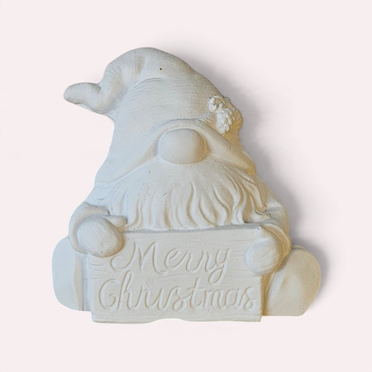 Gnomo de Navidad con Letrero Merry Christmas en Yeso