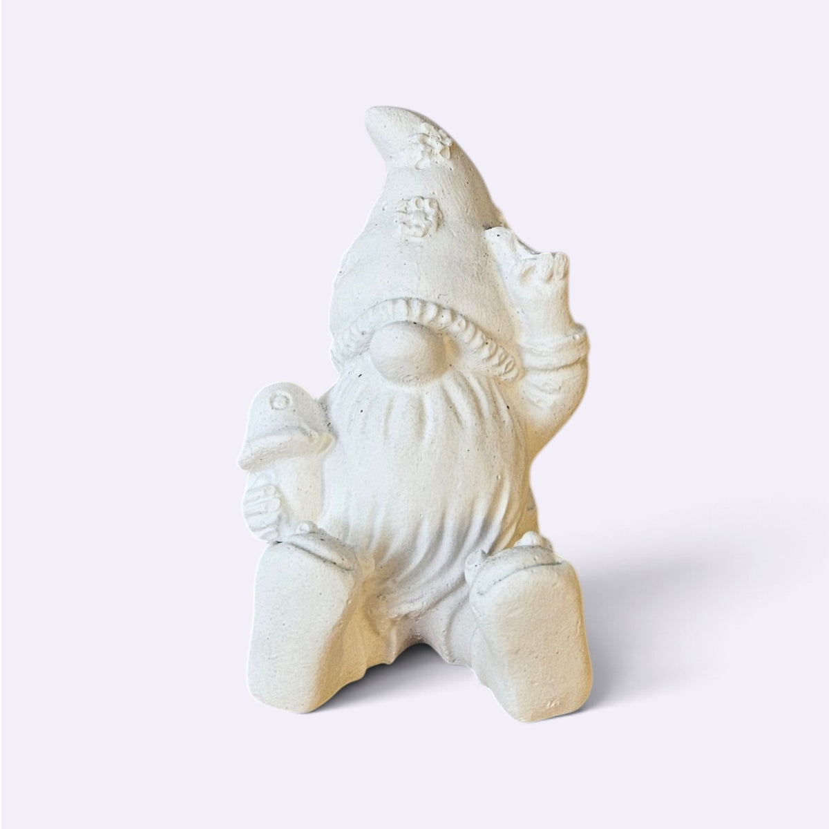 Figura de Yeso para Pintar – Gnomo Sentado con Hongo