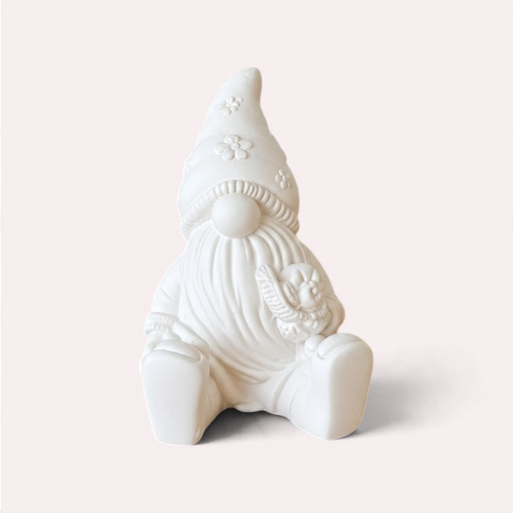 Figura de Yeso para Pintar – Gnomo Sentado con Caracol