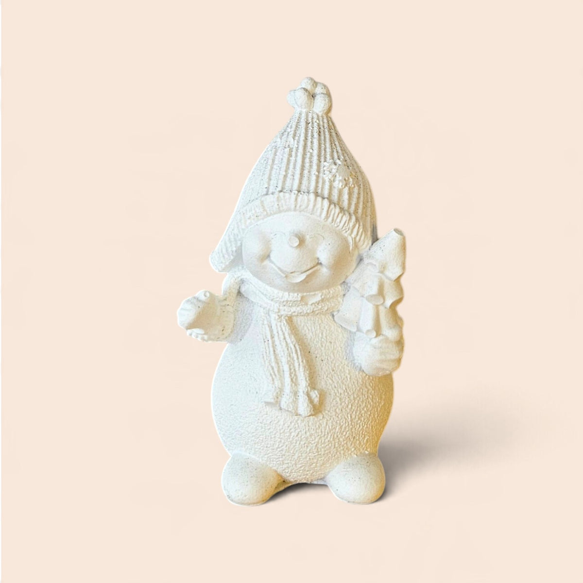 Figura de Yeso para Pintar – Muñeco de Nieve con Árbol Navideño