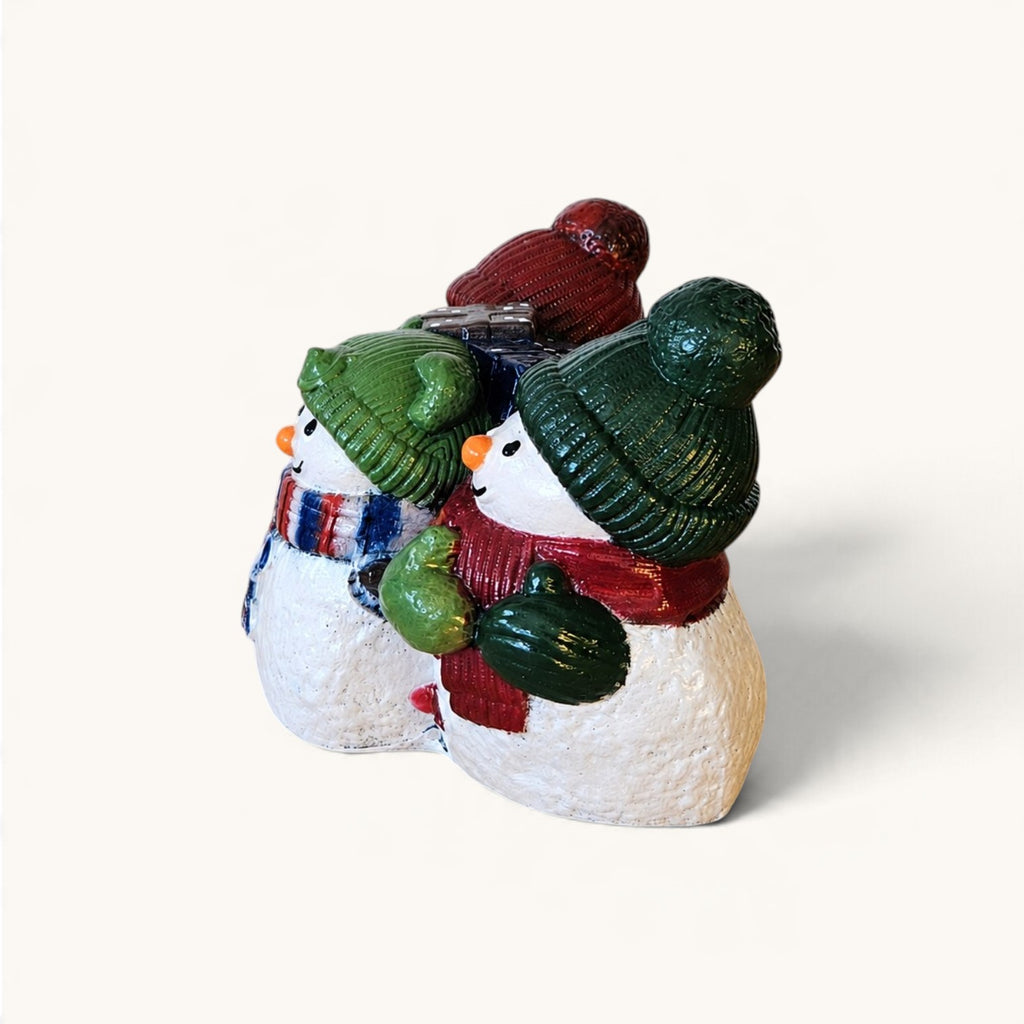 Muñecos de Nieve Navideños – Trío Decorativo Pintado a Mano
