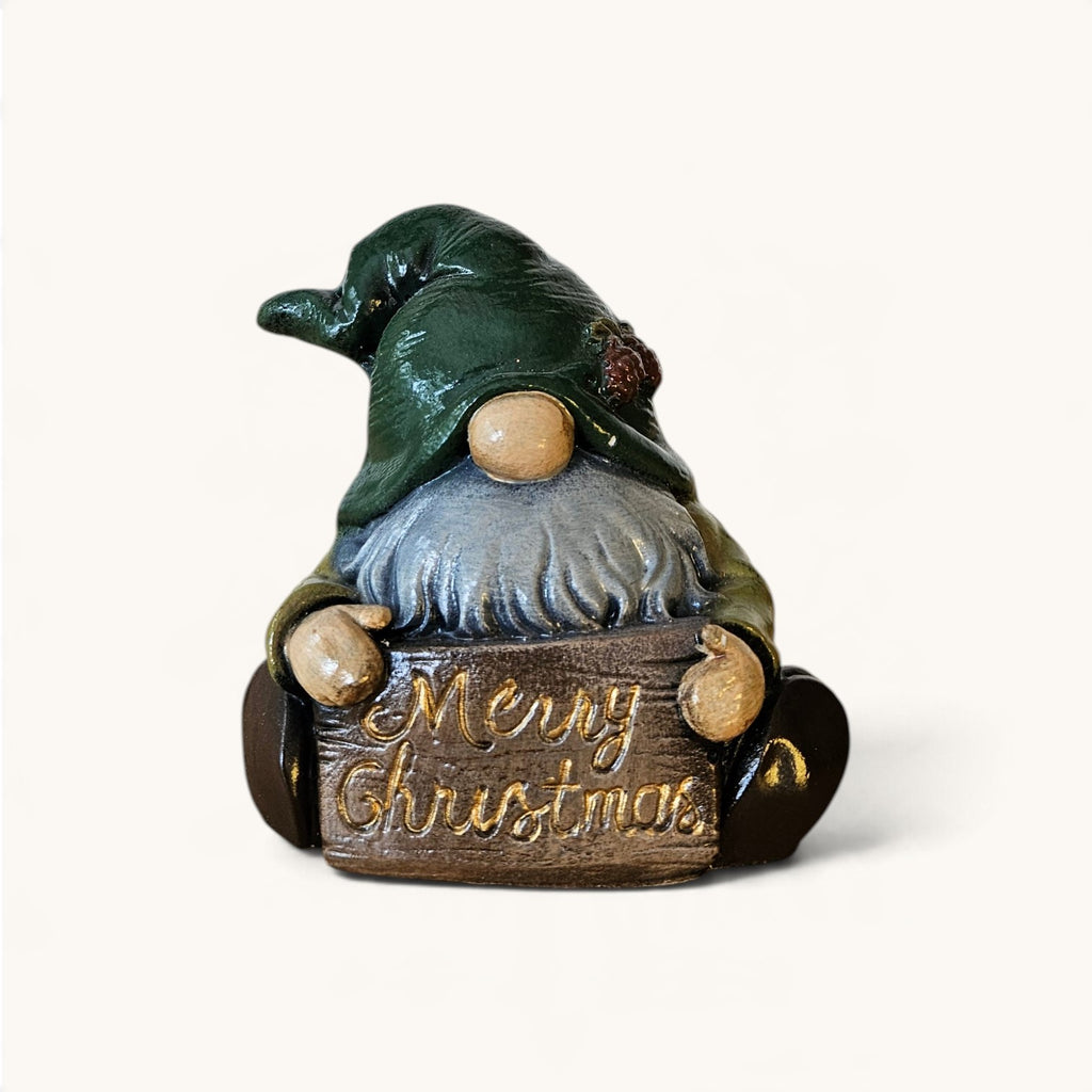Gnomo Navideño con Letrero Merry Christmas – Pintado a Mano